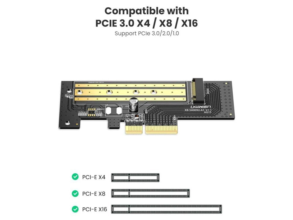 Ugreen CM302 70503 M.2 NVME to PCI-E 3.0×4 Express Card Adapter – Support 2230 2242 2260 2280 M.2 SSD