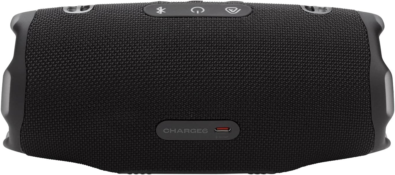 JBL Charge 6 β Portable Waterproof Bluetooth Speaker with Power Bank & Auracast, 28H Playtime With Fast Charging β Black.