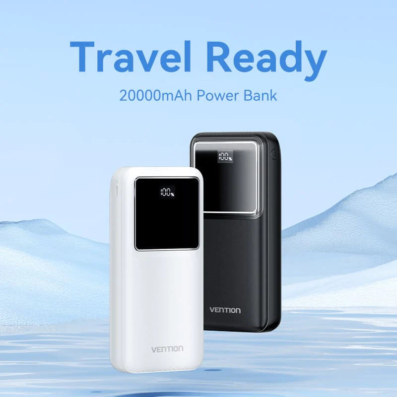 Vention 20000mAh Power Bank (Micro-USB + USB-C + USB-A + USB-A) 22.5W White-FHLB0