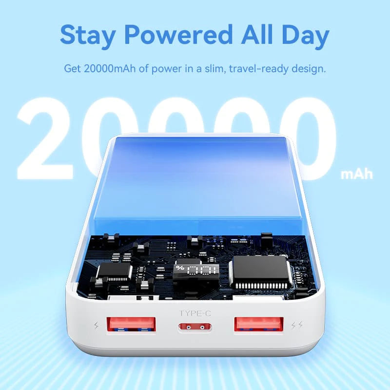 Vention 20000mAh Power Bank (Micro-USB + USB-C + USB-A + USB-A) 22.5W White-FHLB0