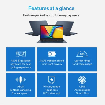 ASUS Vivobook 15 (X1504ZA)  Core™ i5-1235U 1.3 GHz (up to 4.4 GHz, 10 cores) 15.6-inch, FHD 8GB DDR4 Ram 512GB SSD