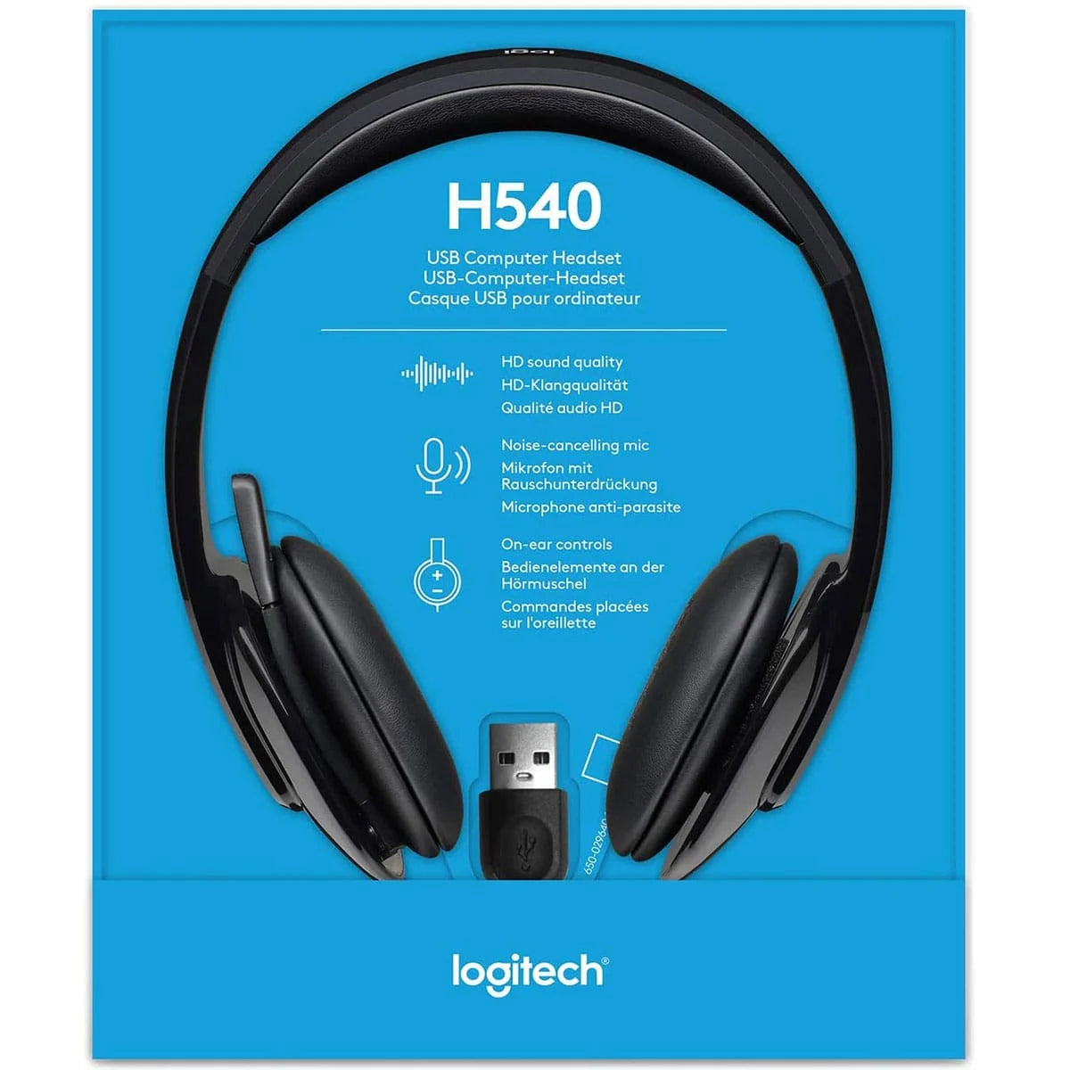 Logitech H540 USB Computer Headset with Noise-Canceling Mic