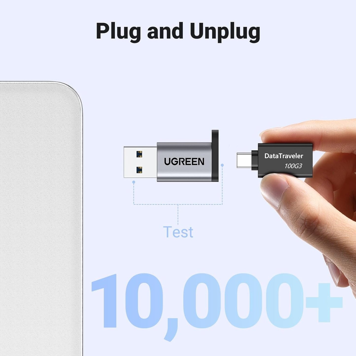 UGREEN 10Gbps USB A Male to USB C Female to USB Male Adapter- Gray