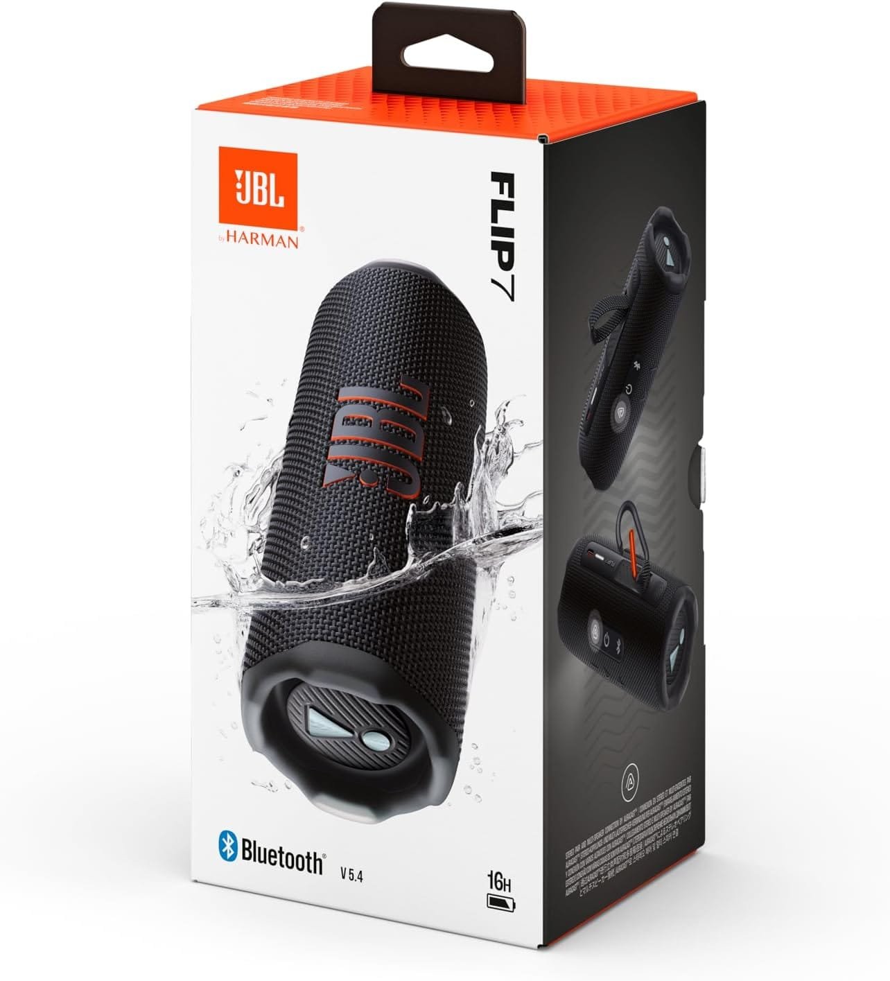 JBL Flip 7 - JBL Pro Sound with AI Sound Boost up to 16 hours of playtime multi-speaker connection via Auracast and waterproof Speaker – Black.