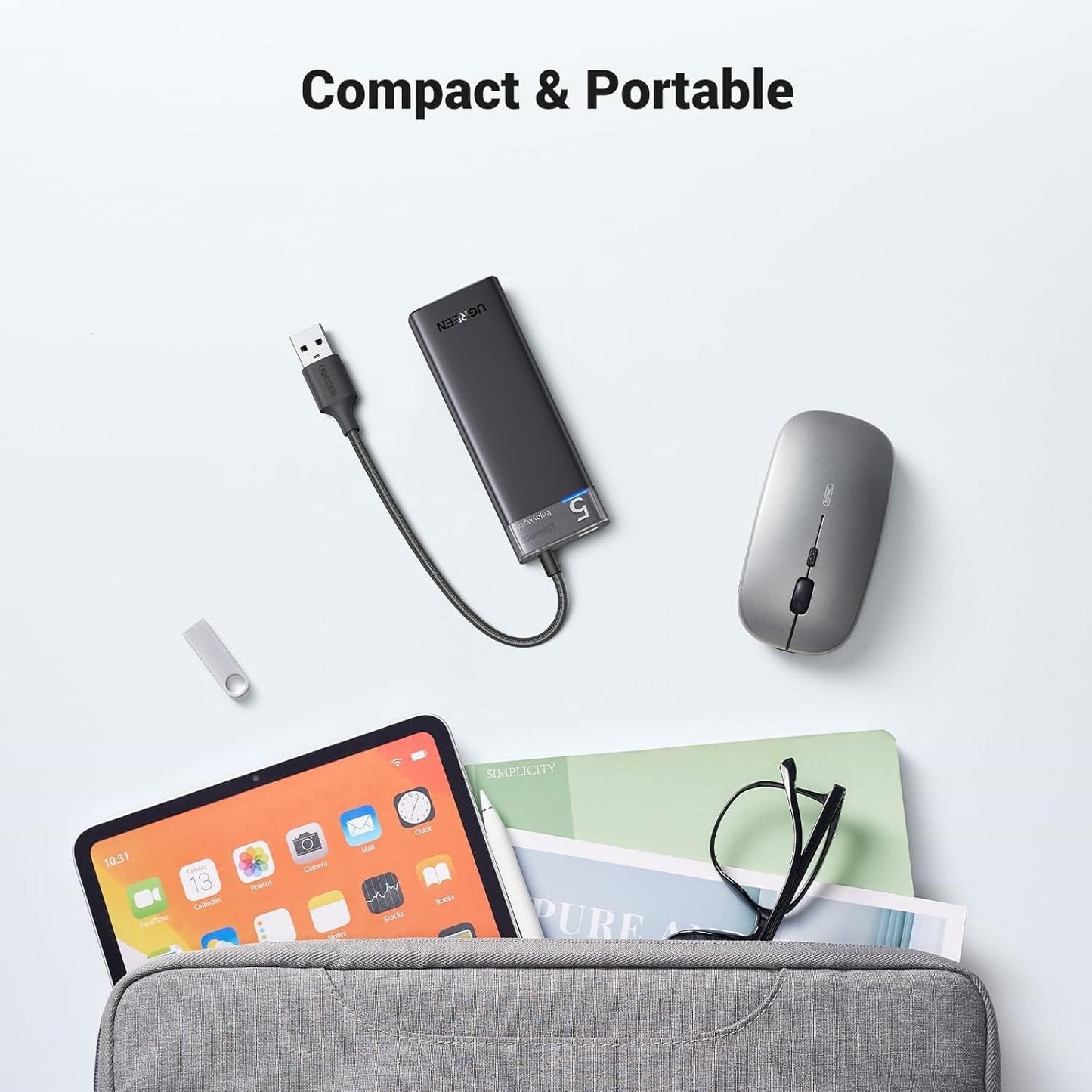 UGREEN 15548 4-Port USB 3.0 HUB with USB C Power Supply