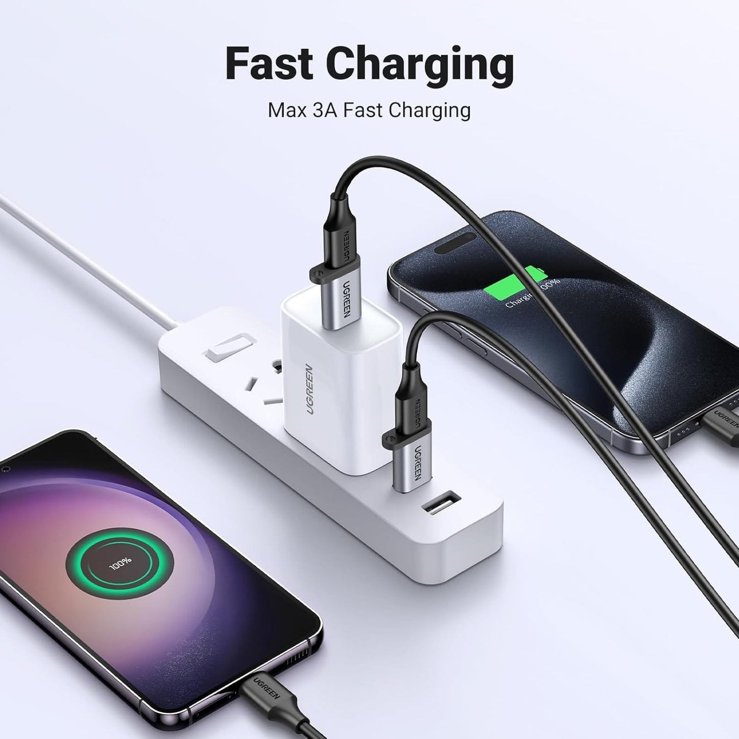 UGREEN 10Gbps USB A Male to USB C Female to USB Male Adapter- Gray