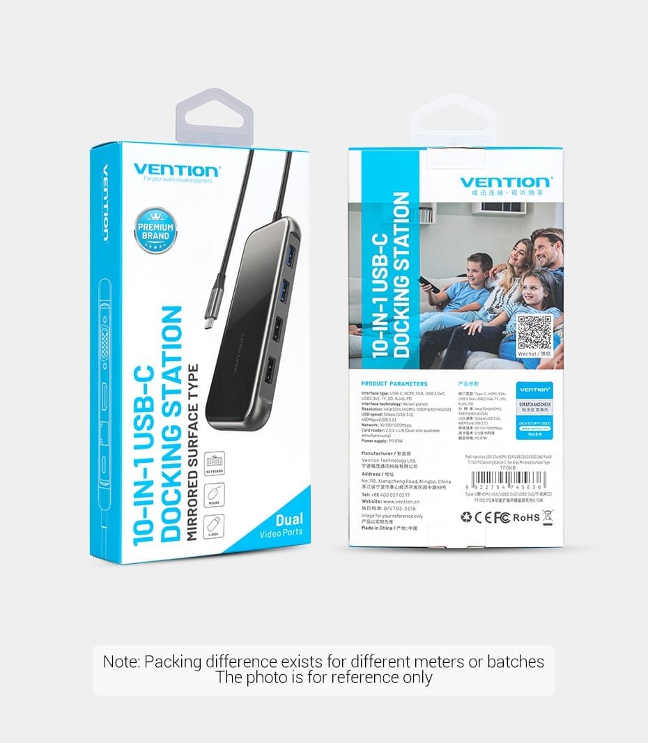 Vention TFGHB Multi-Function USB-C (10 in 1) PD Docking Station