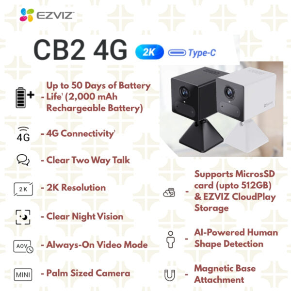 EZVIZ CB2-4G Smart Security Home Battery Camera