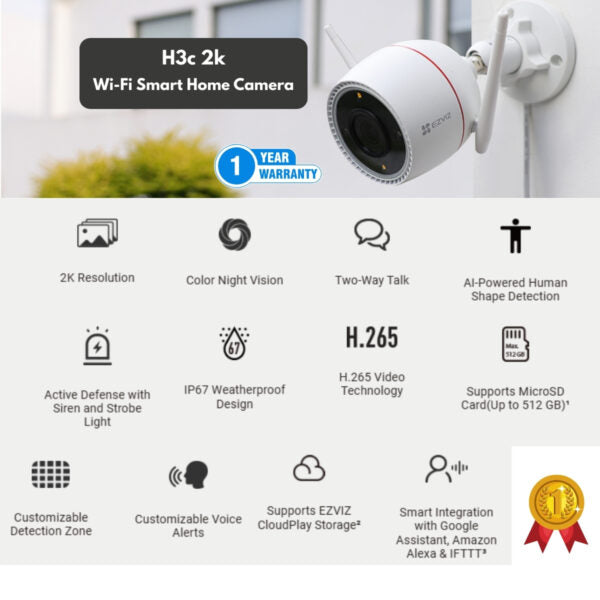 EZVIZ H3C-2K OUTDOOR WIFI CAMERA