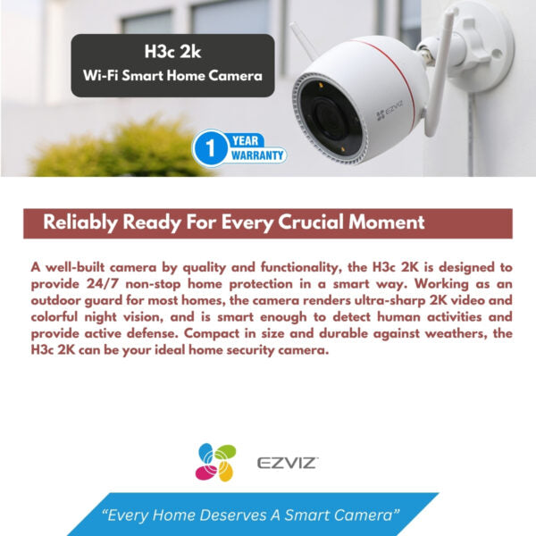 EZVIZ H3C-2K OUTDOOR WIFI CAMERA