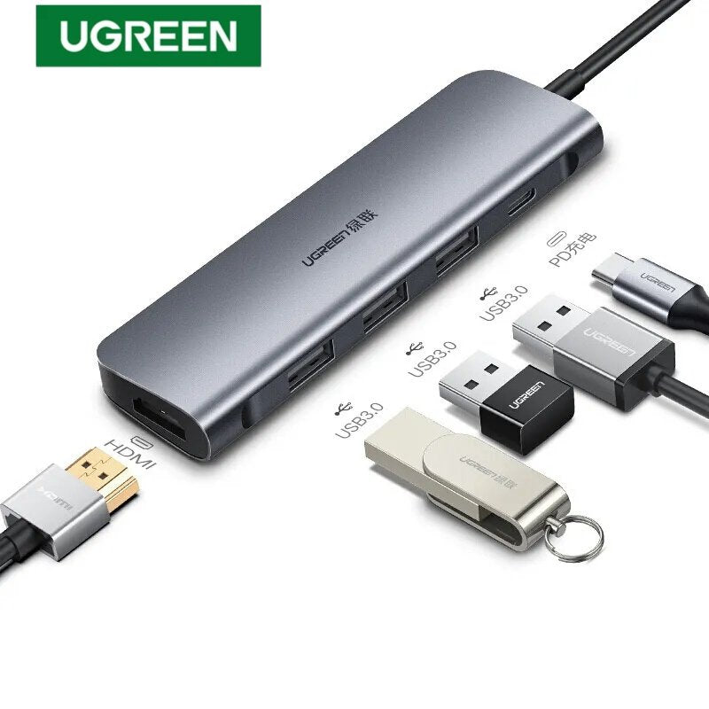 UGREEN CM136 70495 USB C to HDMI, 100W Power Delivery, 3 x USB 3.0 Data Ports 5 in 1 Docking Station