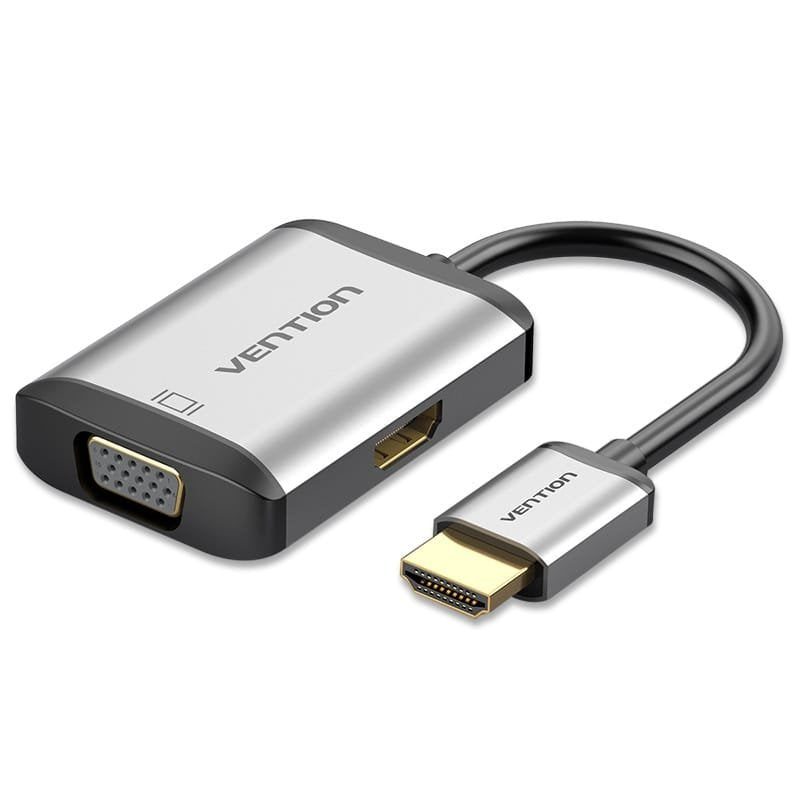HDMI to HDMI+VGA Converter 0.15 meter Gray Metal Type