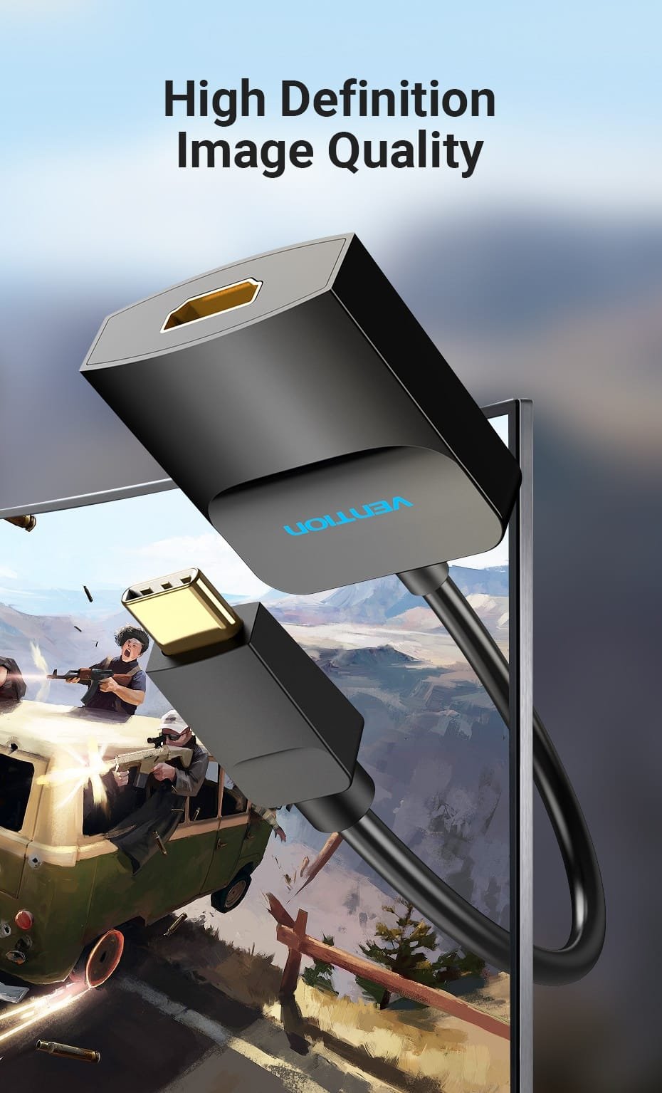 Vention TDCBB Type-C To HDMI Adapter 0.15M Black ABS Type