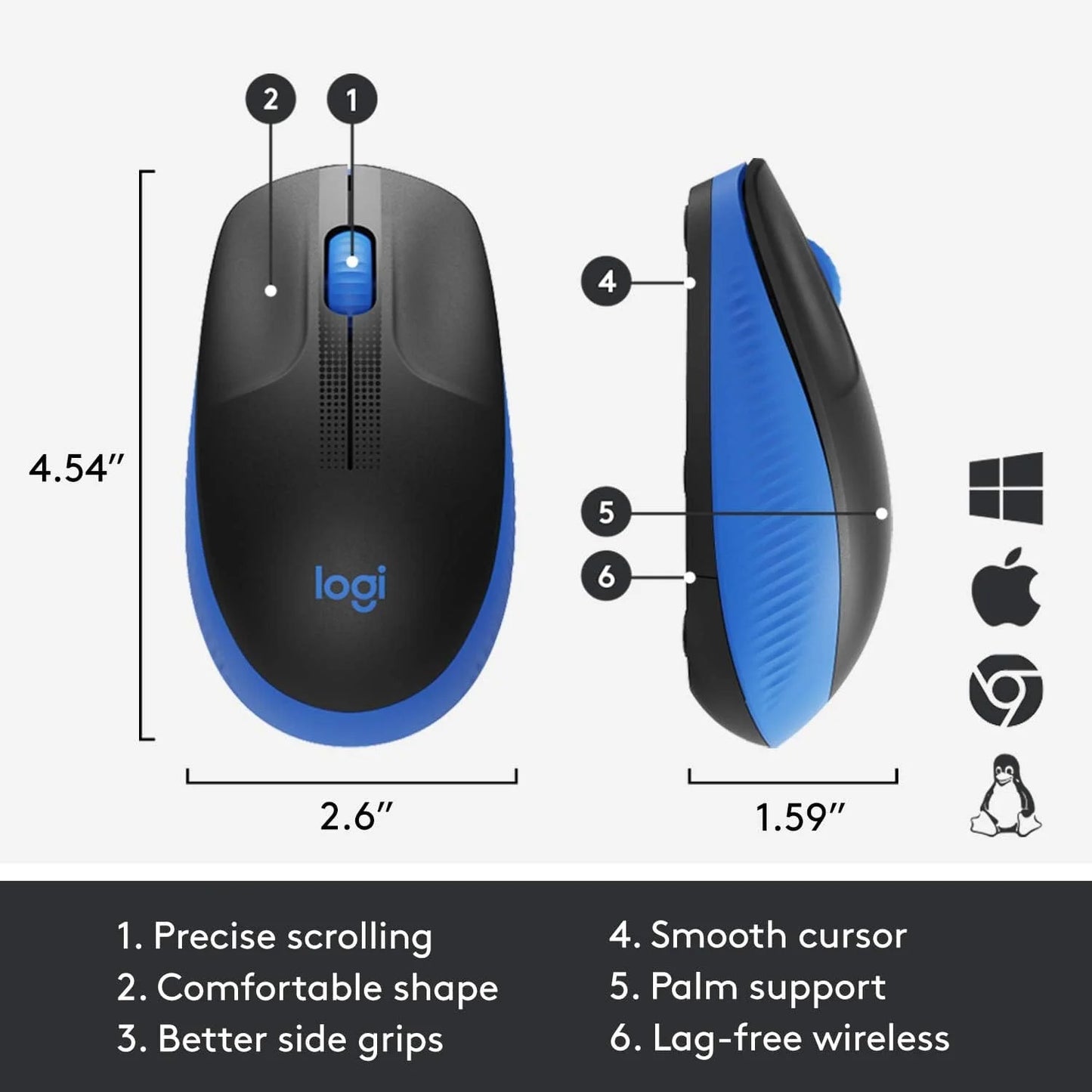 Logitech Wireless Mouse M191 Full Size Mouse - Blue