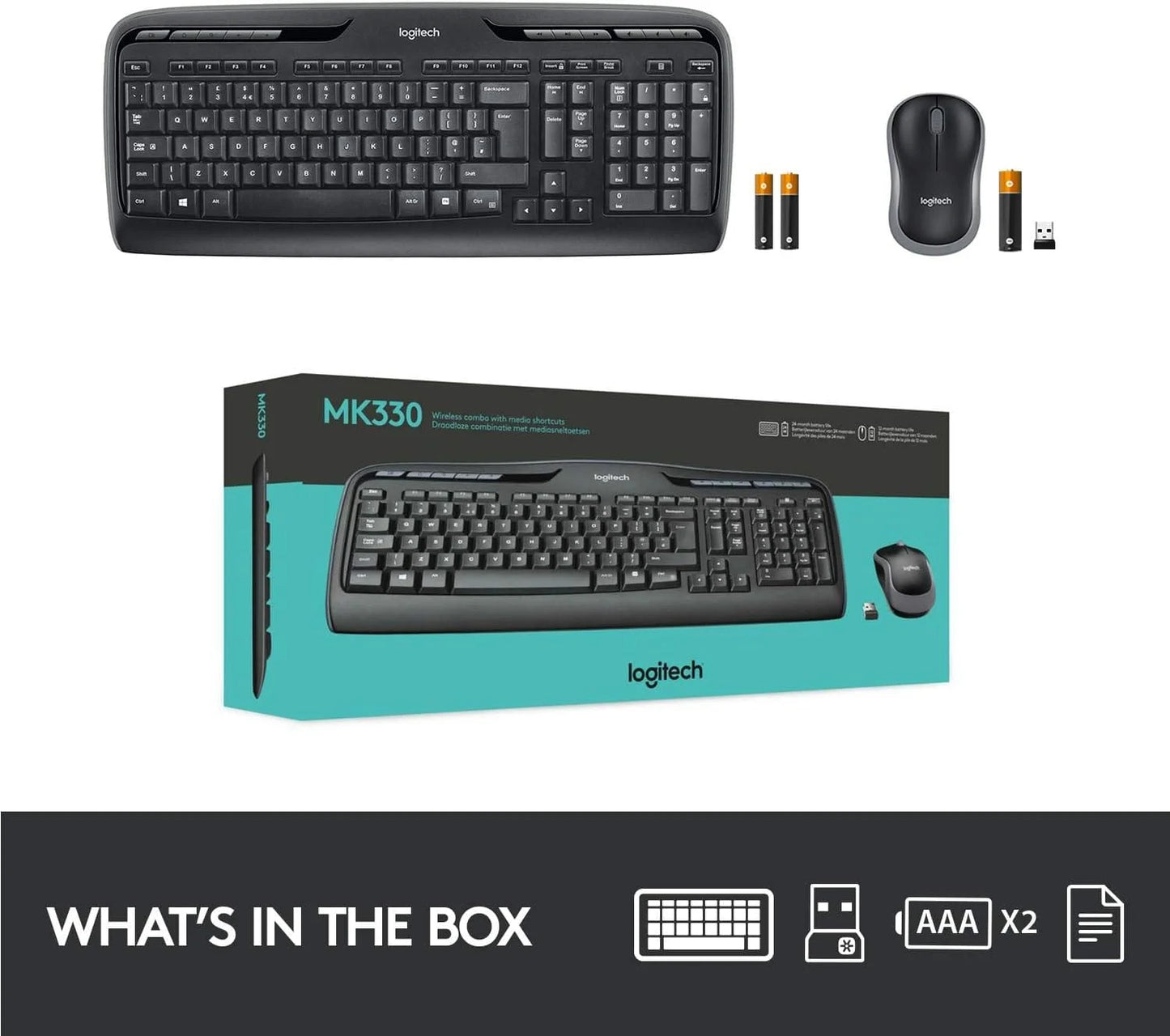 Logitech MK330 Wireless Keyboard & Mouse Combo - Black