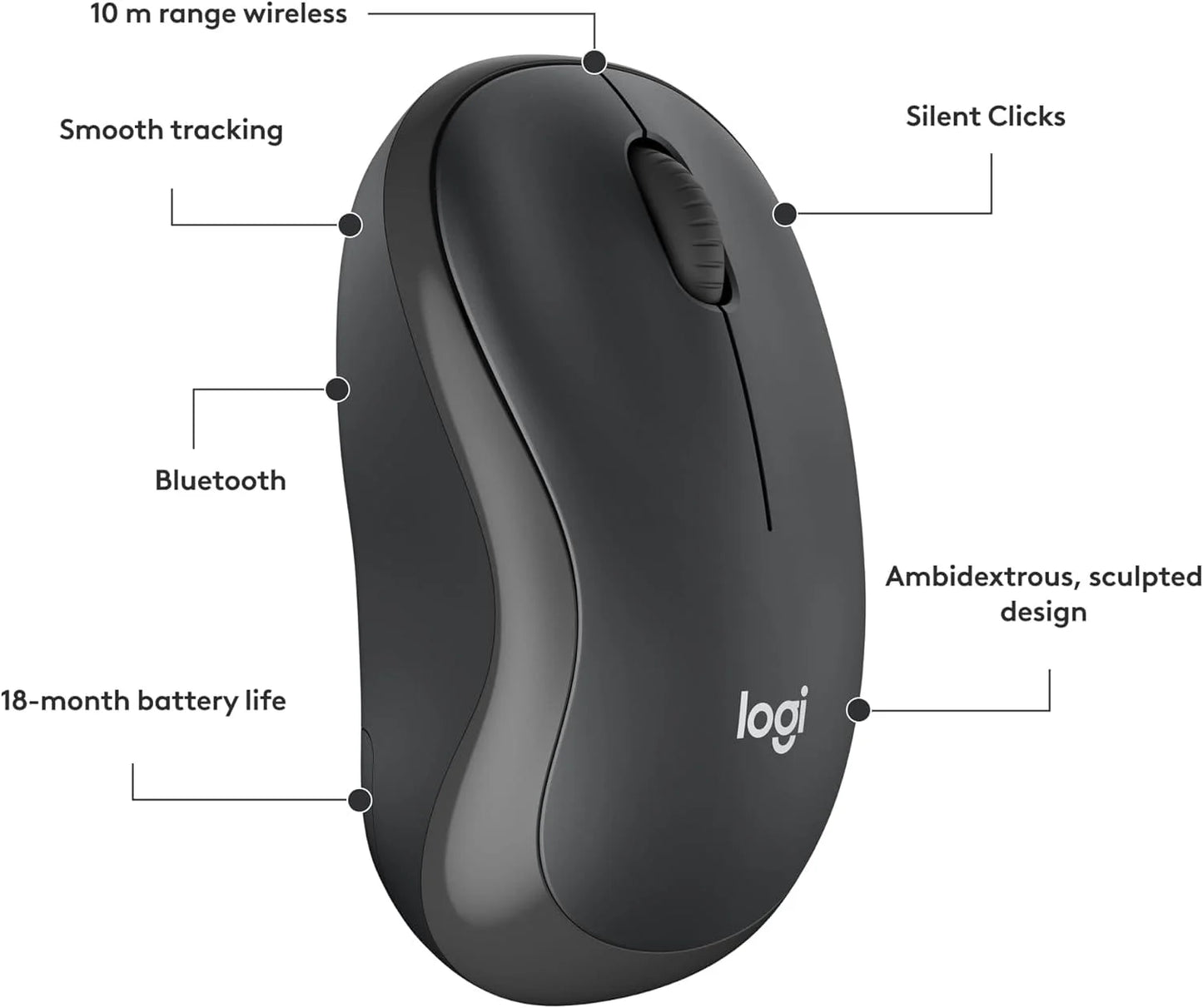 Logitech M240 Silent Bluetooth Mouse - Graphite