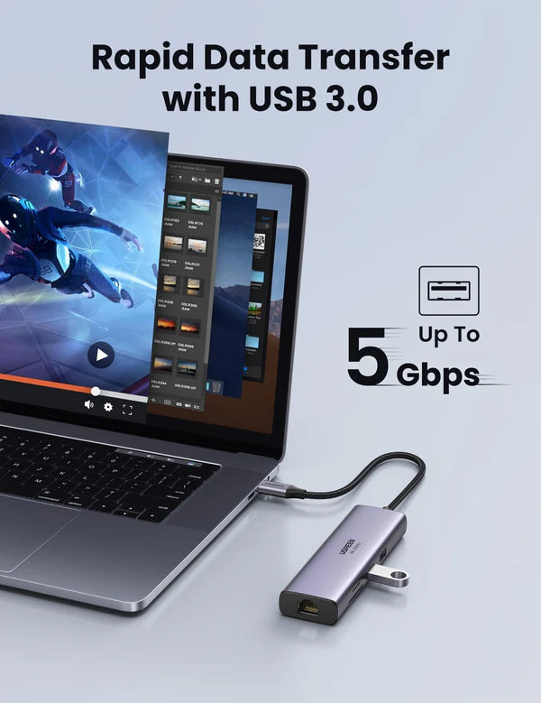 UGREEN CM512  60515 7-in-1 4K HDMI USB C Hub- 2*USB3.0/HDMI/RJ45/SD&TF/100W PD